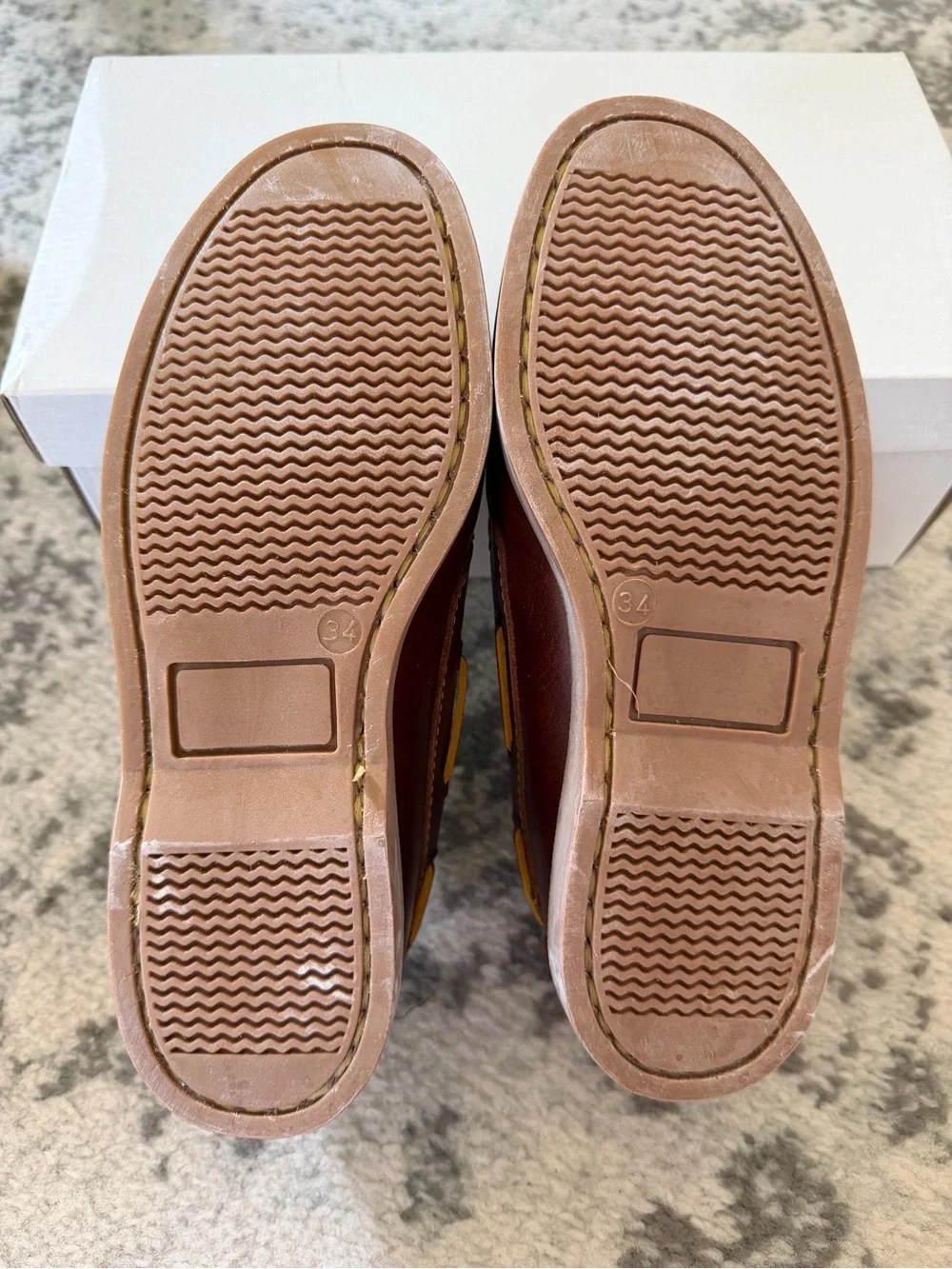 Mini shoes kids brown leather boat shoes EU 34 handmade in Spain